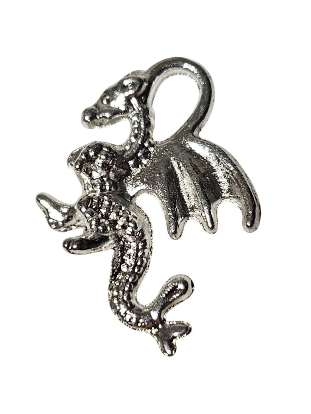 Silver Tone Dragon Charm Pendant Miniature Fantasy Design Jewelry Making DIY